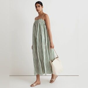 Madewell Green and White Striped Dress